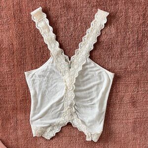 Cream Lace Trim Tank Top